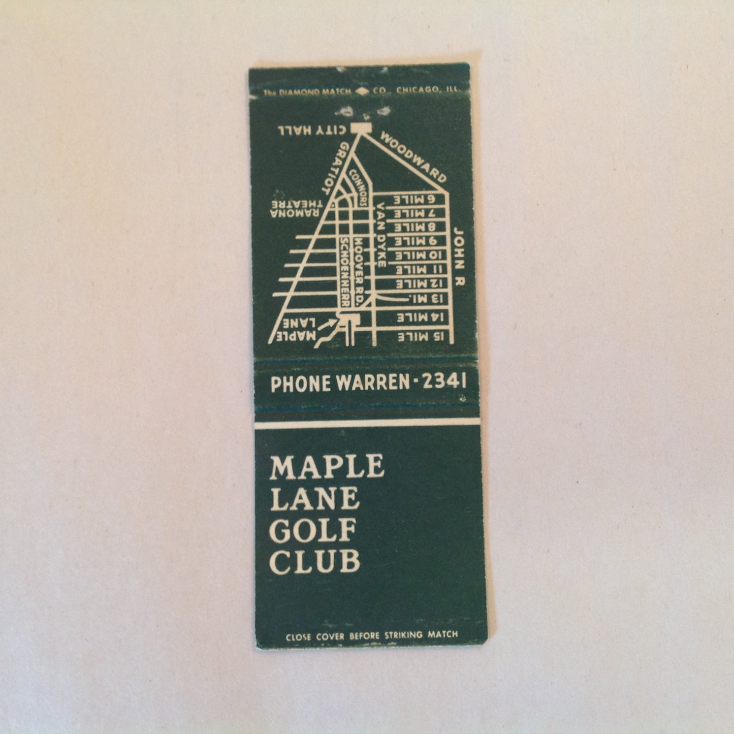 Vintage Matchbook Cover Maple Lane Golf Club Detroit Michigan Watered Fairways