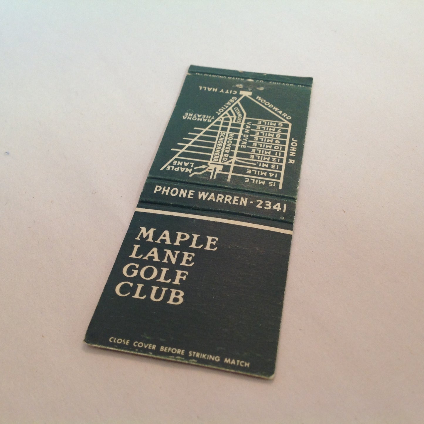 Vintage Matchbook Cover Maple Lane Golf Club Detroit Michigan Watered Fairways