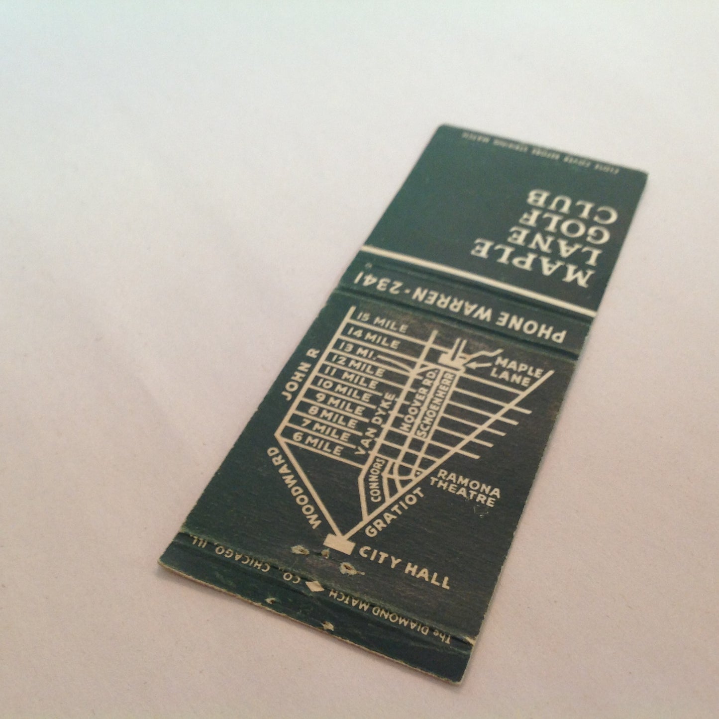 Vintage Matchbook Cover Maple Lane Golf Club Detroit Michigan Watered Fairways