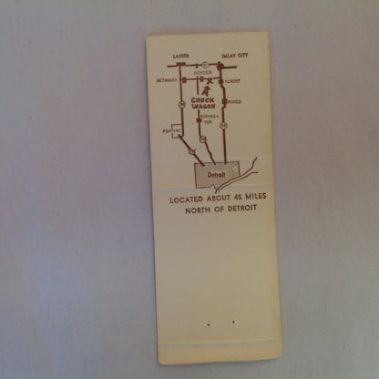 Vintage Matchbook Cover The Chuck Wagon Restaurant Dryden Michigan Round Up Style MI