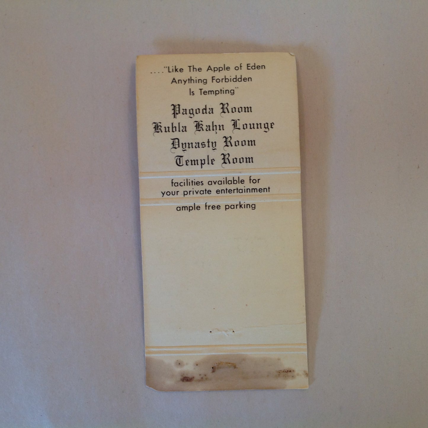 Vintage Matchbook Cover Henry Yee's Forbidden City Pagoda Kubla Kahn Dynasty Temple