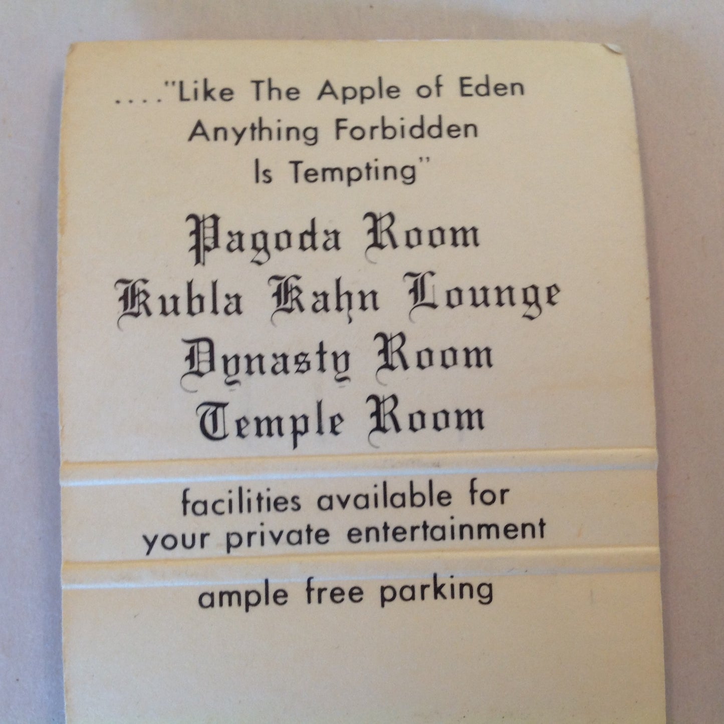 Vintage Matchbook Cover Henry Yee's Forbidden City Pagoda Kubla Kahn Dynasty Temple