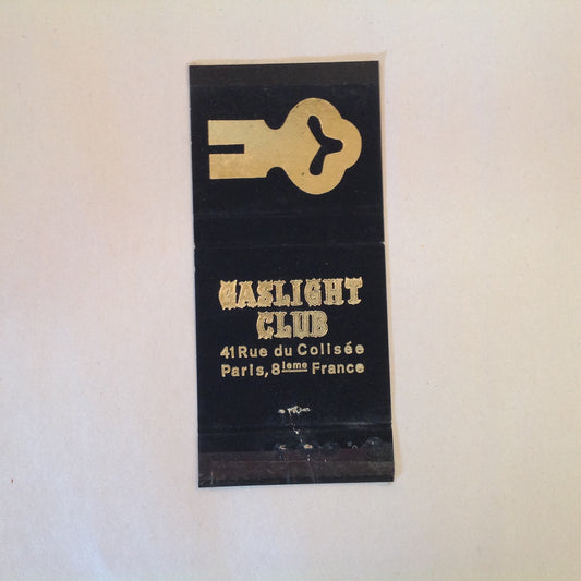Vintage Matchbook Cover Gaslight Club Rue de Colisee Paris France Landmark Bar