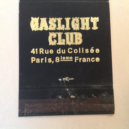Vintage Matchbook Cover Gaslight Club Rue de Colisee Paris France Landmark Bar