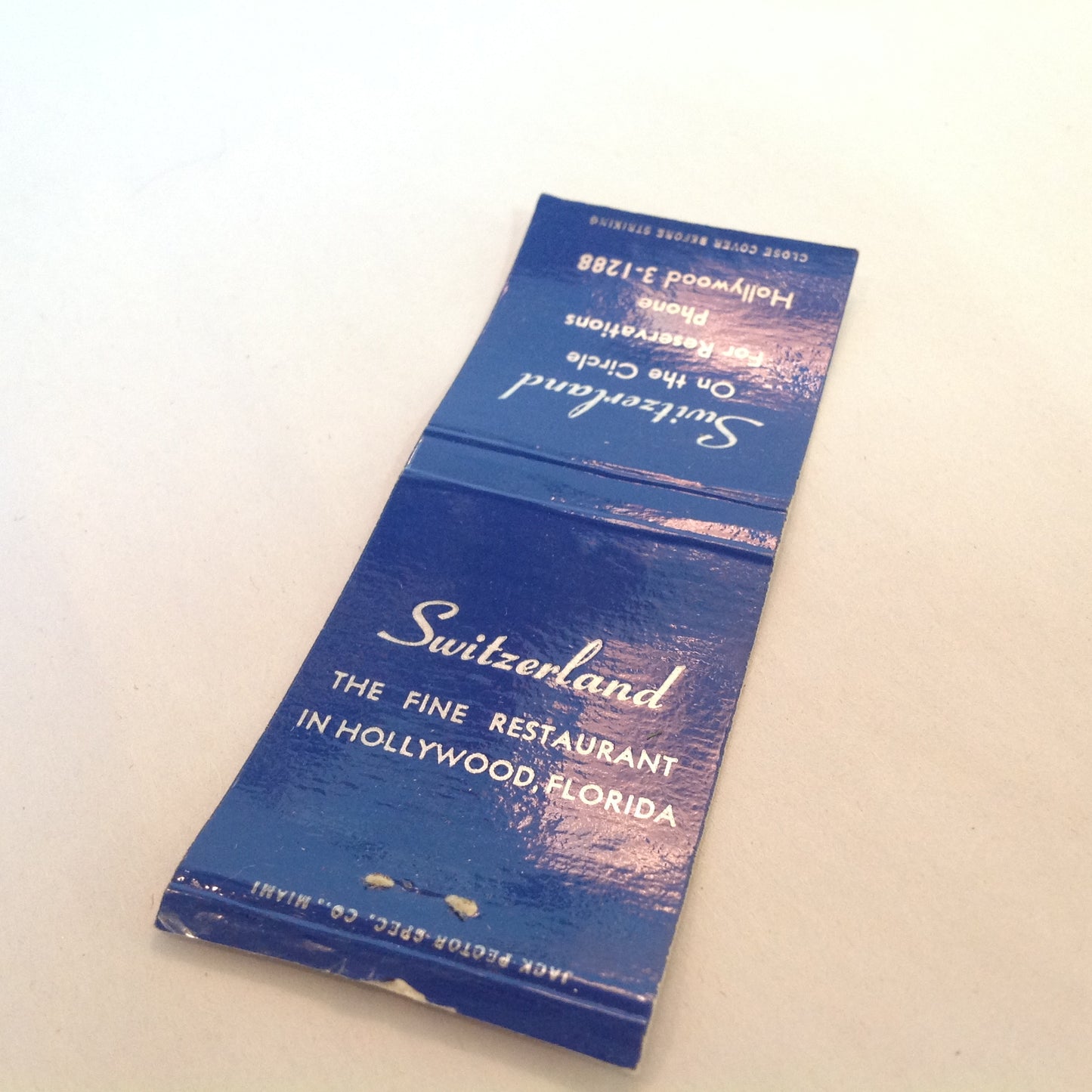 Vintage Matchbook Cover Switzerland The Fine Restaurant On the Circle Hollywood FL