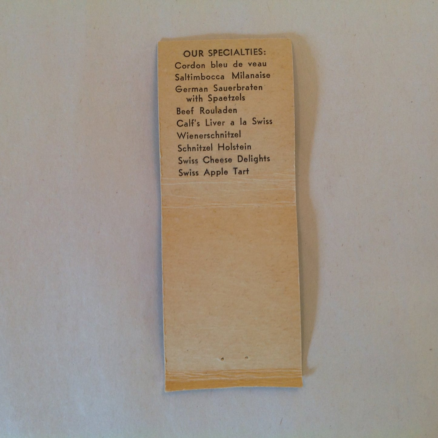 Vintage Matchbook Cover Switzerland The Fine Restaurant On the Circle Hollywood FL