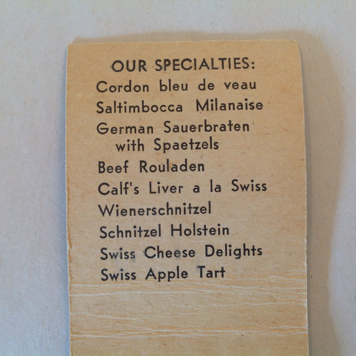 Vintage Matchbook Cover Switzerland The Fine Restaurant On the Circle Hollywood FL