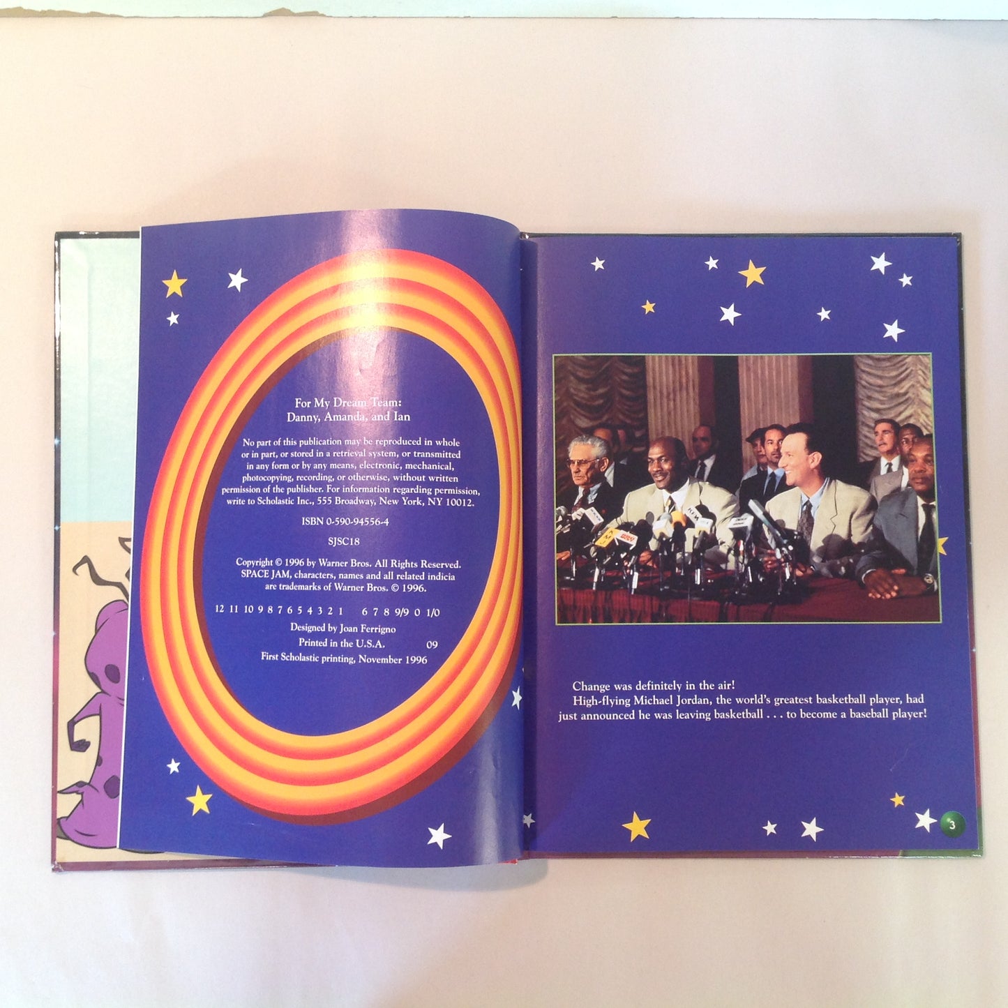 Vintage 1996 Hardcover Picture Book Space Jam Warner Bros Scholastic First Edition