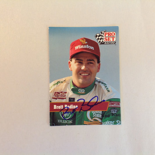 Vintage 1991 Pro Set Racing Signed Card Brett Bodine Cap NASCAR Autographed