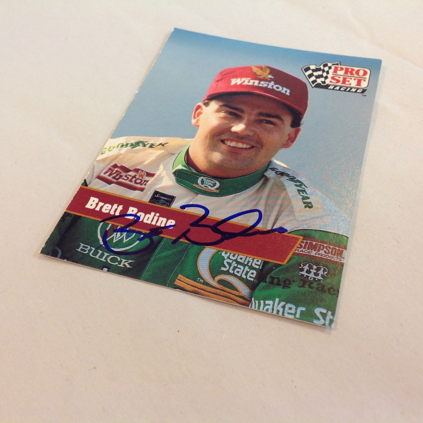 Vintage 1991 Pro Set Racing Signed Card Brett Bodine Cap NASCAR Autographed