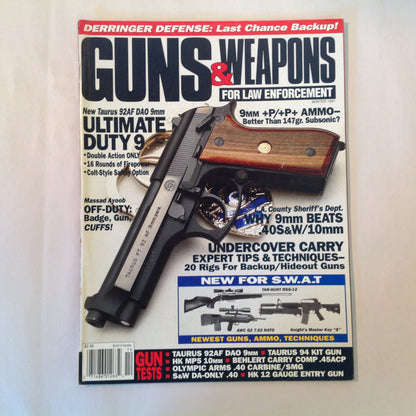Vintage Winter 1991 Guns & Weapons For Law Enforcement Magazine New Taurus 92AF DAO 9mm Undercover Carry Gun Tests