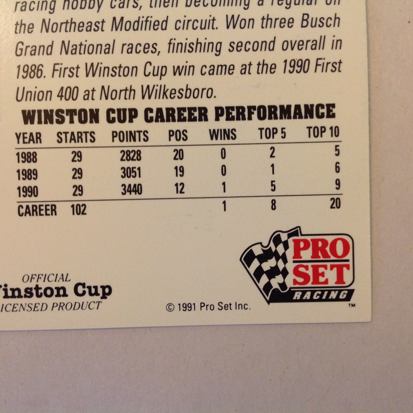 Vintage 1991 Pro Set Racing Signed Card Brett Bodine Cap NASCAR Autographed