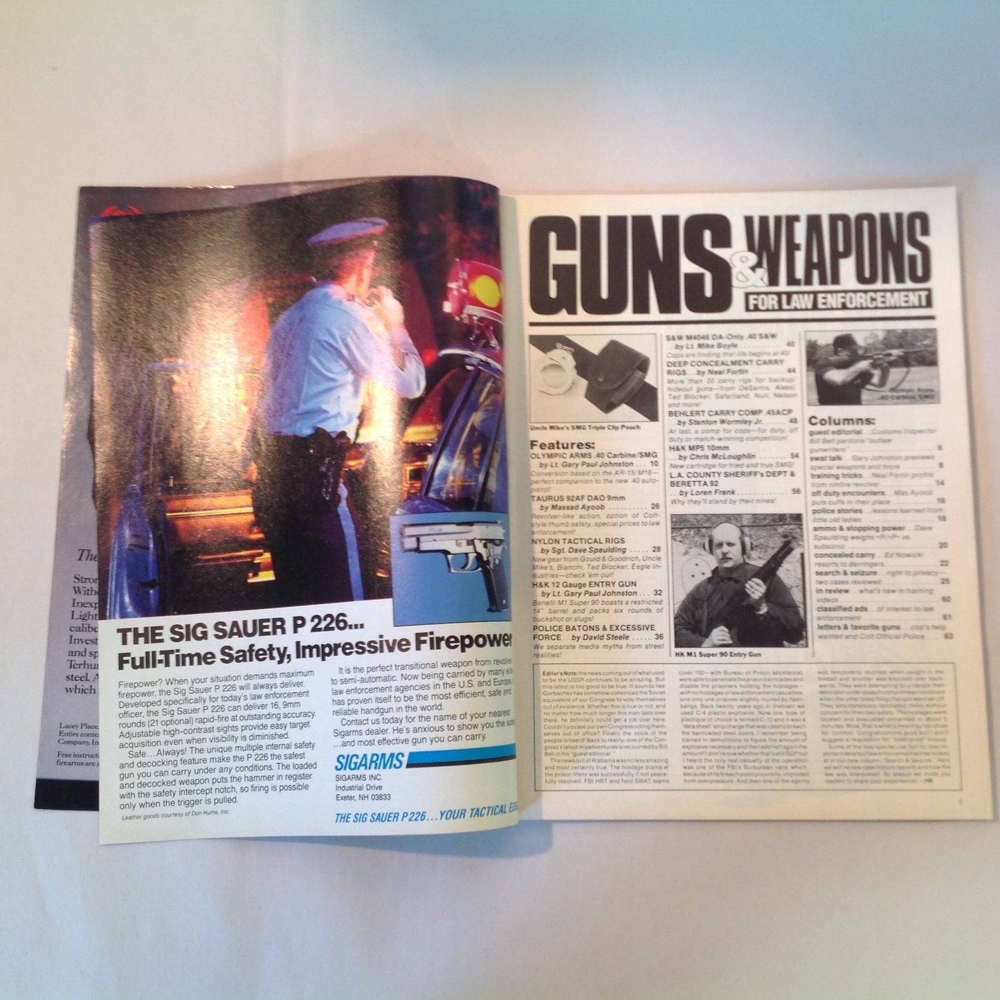 Vintage Winter 1991 Guns & Weapons For Law Enforcement Magazine New Taurus 92AF DAO 9mm Undercover Carry Gun Tests