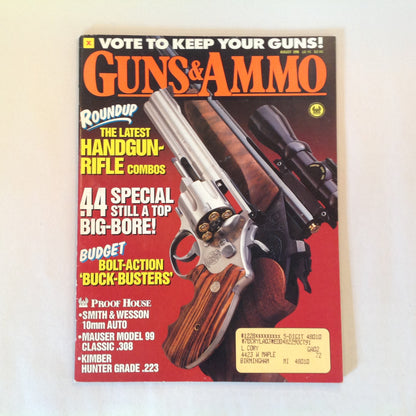 Vintage Aug 1990 Guns & Ammo Handgun-Rifle Combos .44 Special Budget Bolt-Action Buck-Busters