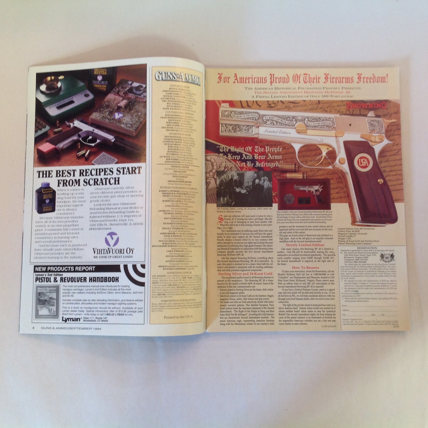 Vintage Sep 1994 Guns & Ammo Shootouts 16-Page Buyer's Guide Taurus .44 Magnum