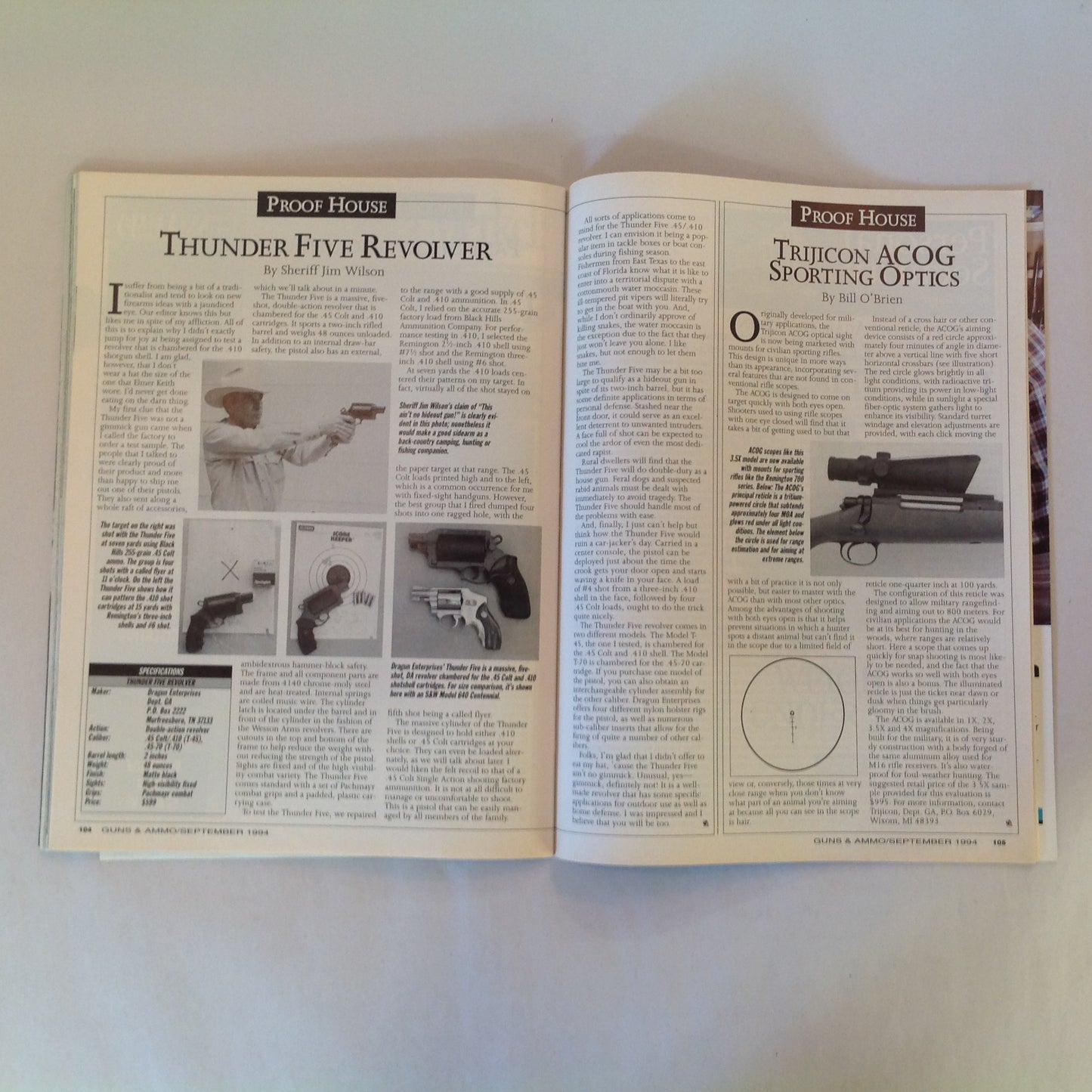 Vintage Sep 1994 Guns & Ammo Shootouts 16-Page Buyer's Guide Taurus .44 Magnum