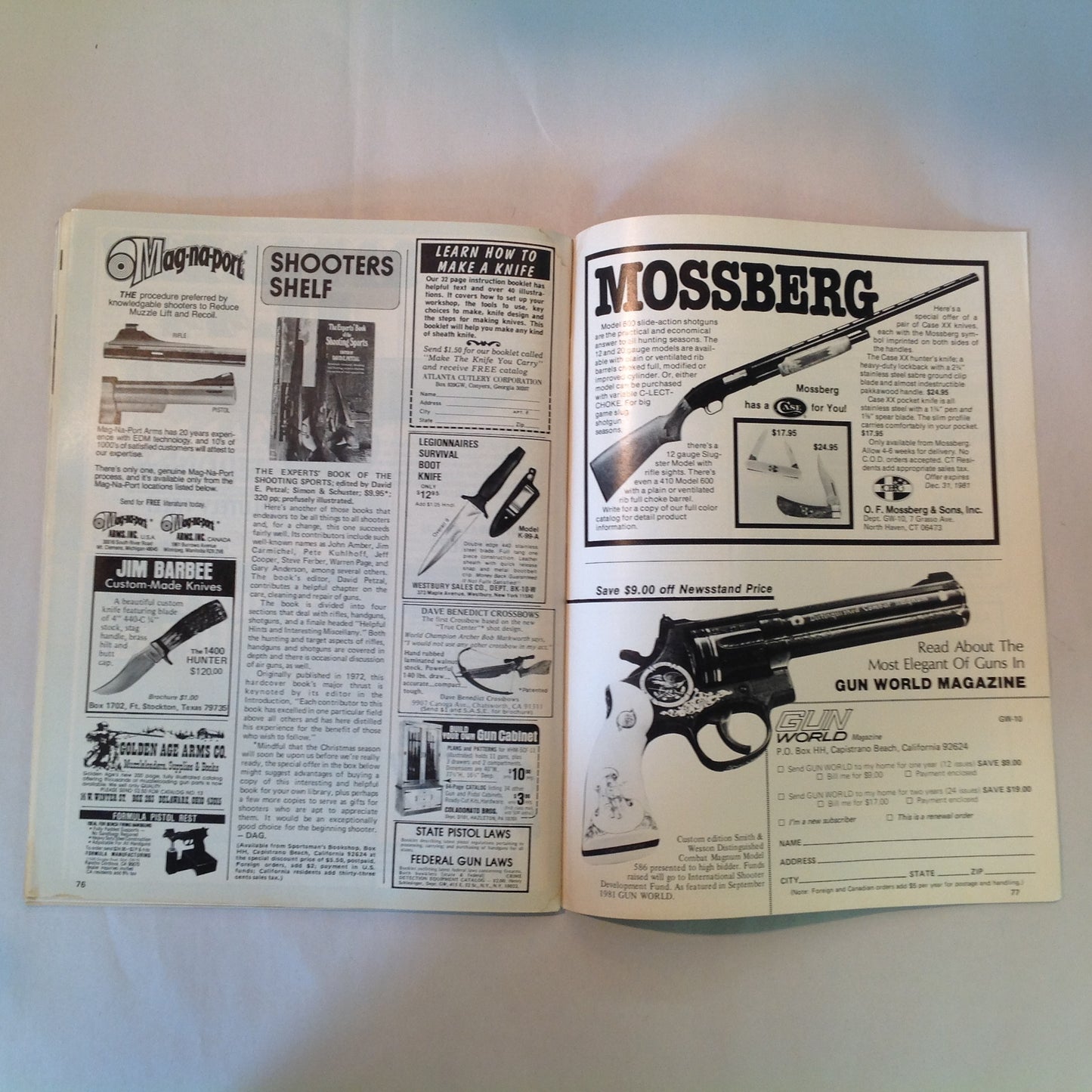Vintage Oct 1981 Gun World Magazine Collector Guns GI Carbine Savage/Fox 12-GA Autoloader