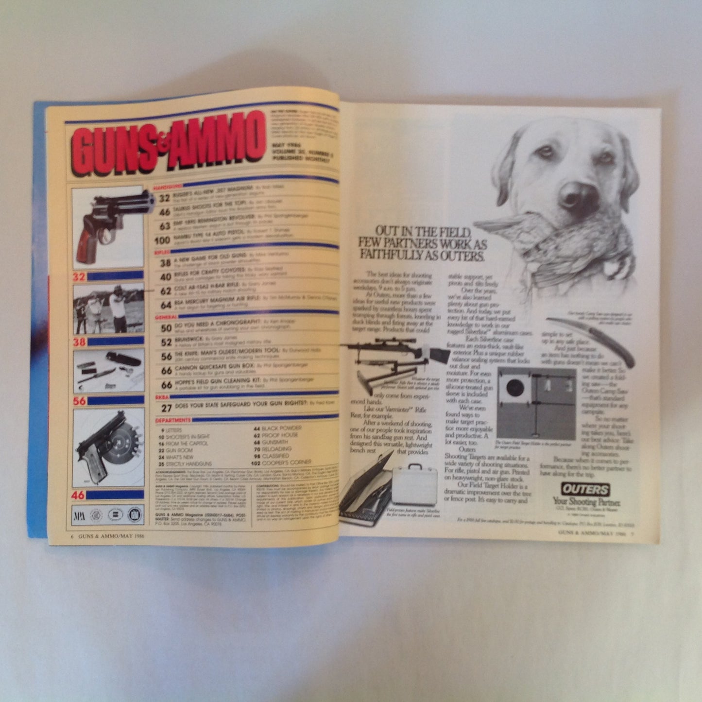 Vintage May 1986 Guns & Ammo Magazine Ruger's GP-100 Black Powder Shooters High-Volume Handloading