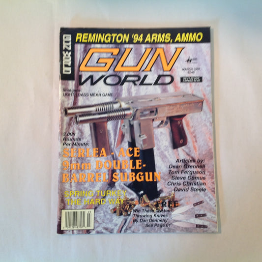 Vintage March 1994 Gun World Magazine Serlea-Ace 9mm Double Barrel Shotgun Spring Turkey the Hard Way