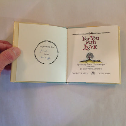 Vintage 1961 Hardcover Gift Book For You with Love Louis Untermeyer Joan Walsh Anglund Golden Press