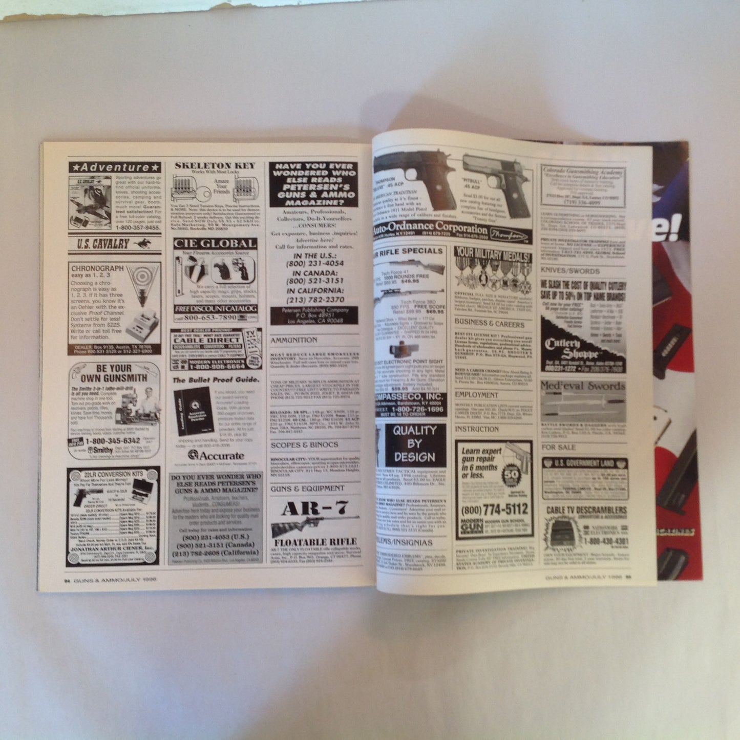 Vintage Jul 1996 Guns & Ammo Magazine Ruger's P95 Polymer Pistol Pick the Right Combat Handgun