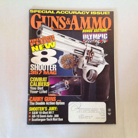 Vintage Aug 1996 Guns & Ammo Magazine 8-Shooter .357 Magnum Olympic Shooting Special Accuracy Issue