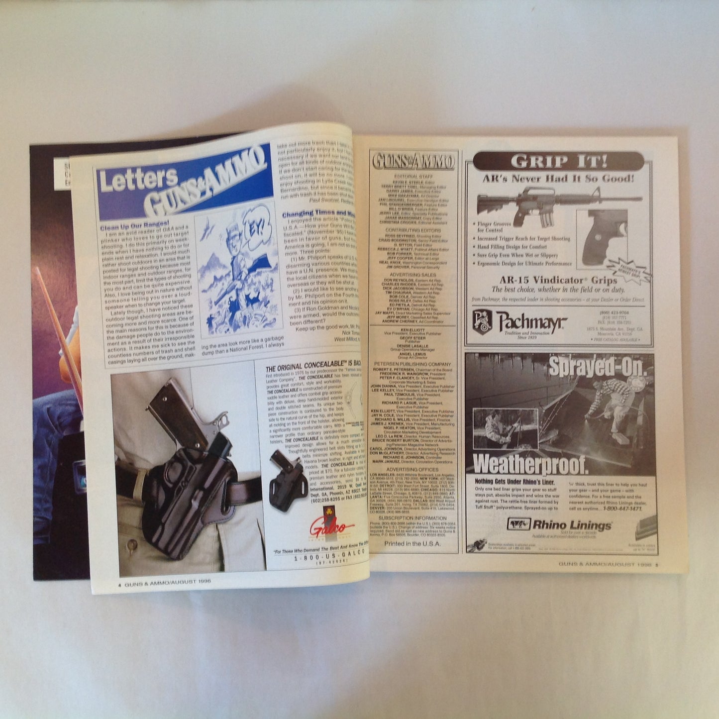 Vintage Aug 1996 Guns & Ammo Magazine 8-Shooter .357 Magnum Olympic Shooting Special Accuracy Issue