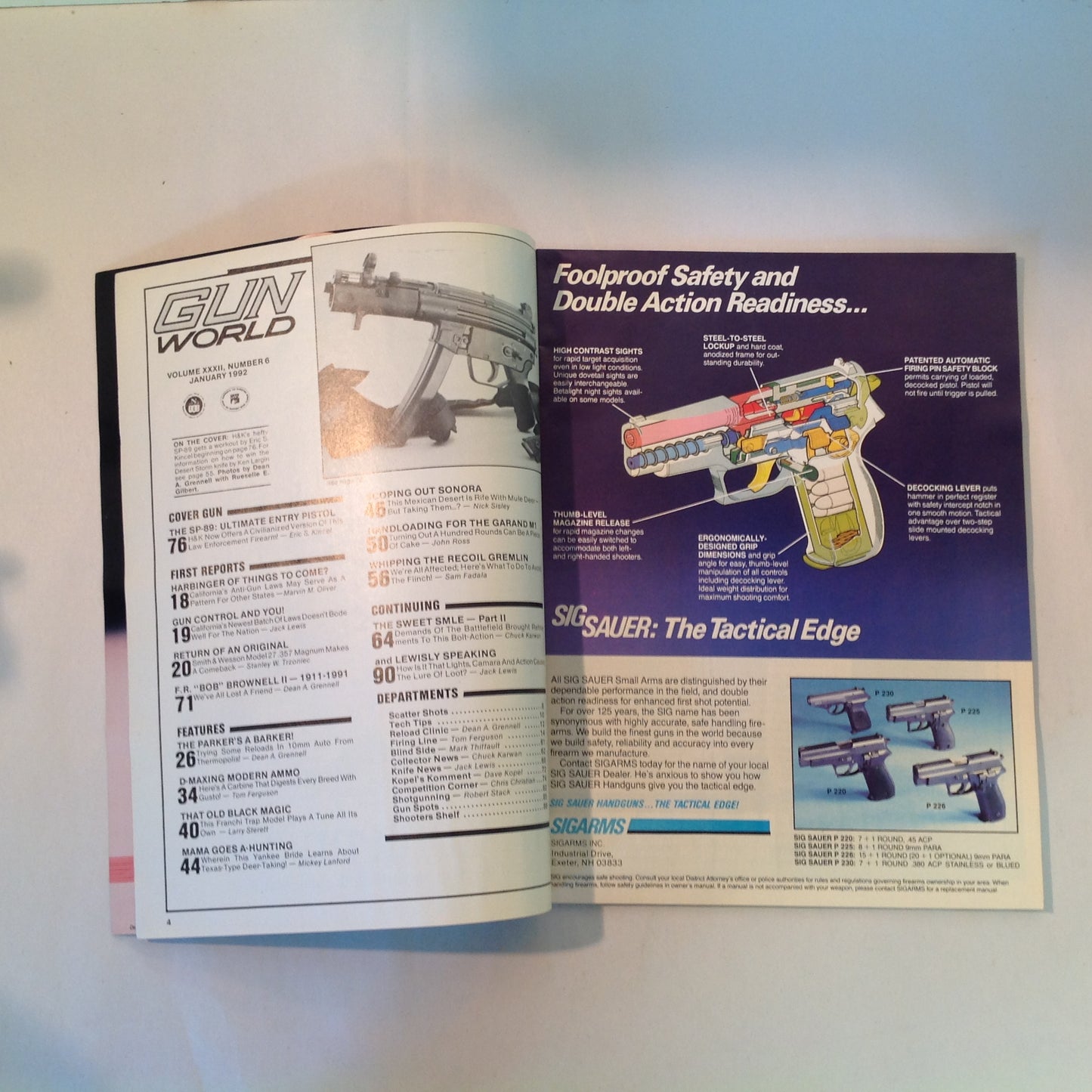 Vintage Jan 1992 Gun World Magazine H&K's SP-89 Ferguson D-Max Franchi Trap Mule Deer in the Sonora Desert