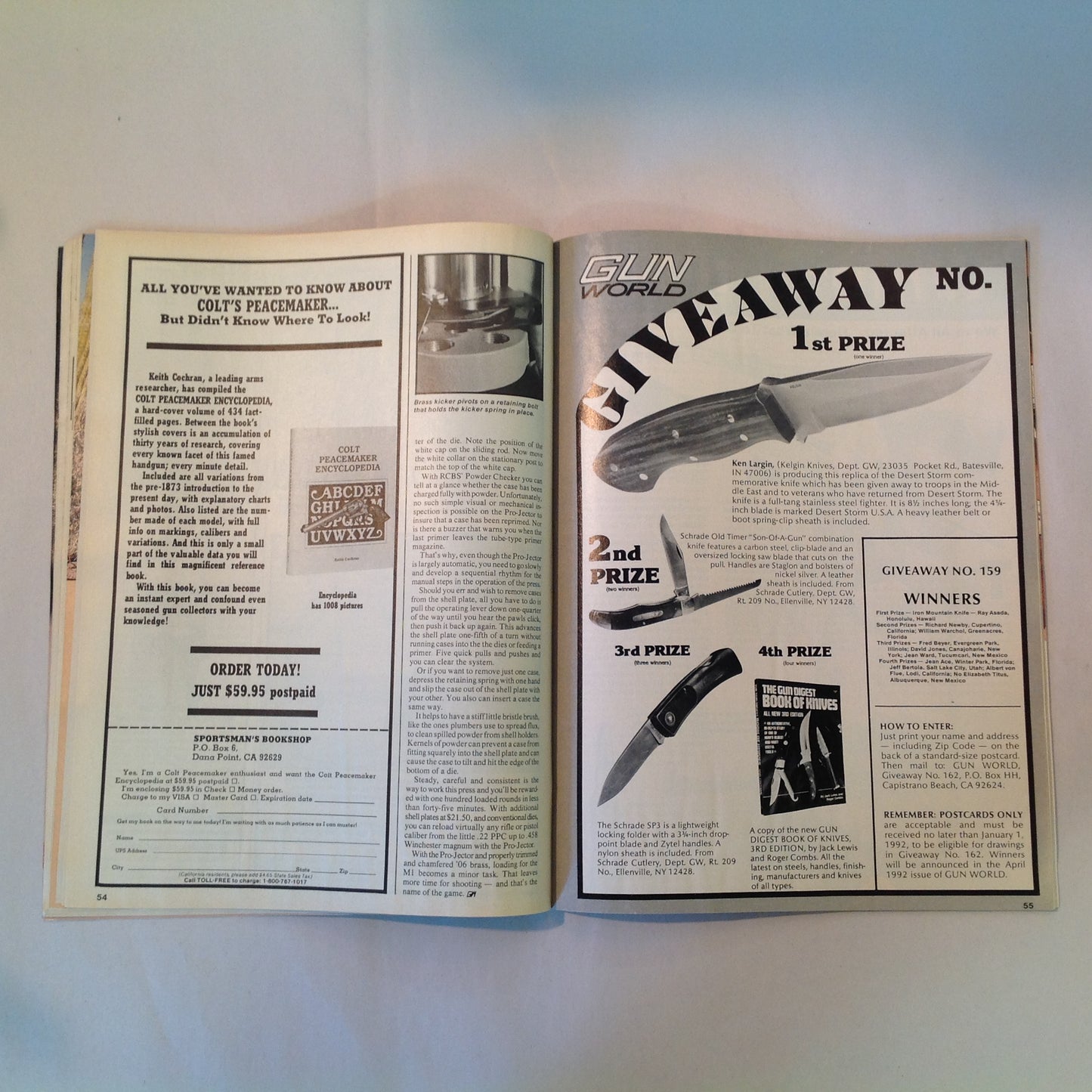 Vintage Jan 1992 Gun World Magazine H&K's SP-89 Ferguson D-Max Franchi Trap Mule Deer in the Sonora Desert