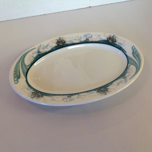 Vintage Detroit Yacht Club Restaurant Ware Sailing Galleon Ship Pattern Platter Oval Dish