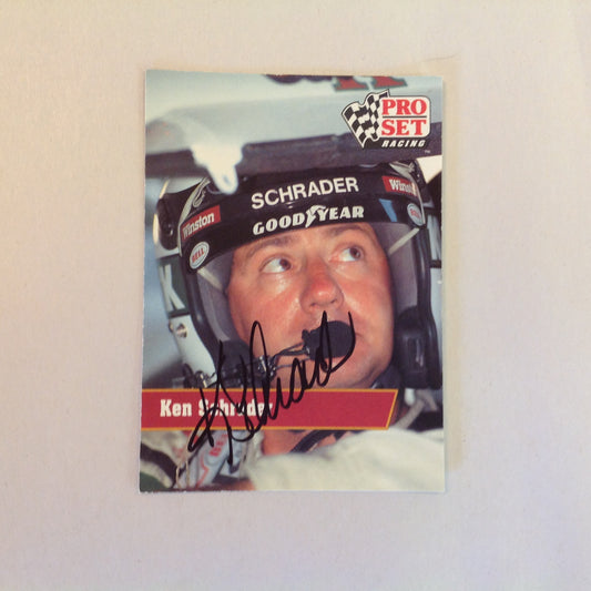 Vtg 1991 Pro Set Racing Signed Card Ken Schrader Helmet Car NASCAR Autographed