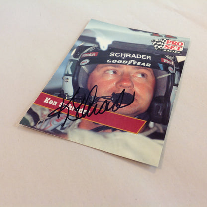 Vtg 1991 Pro Set Racing Signed Card Ken Schrader Helmet Car NASCAR Autographed