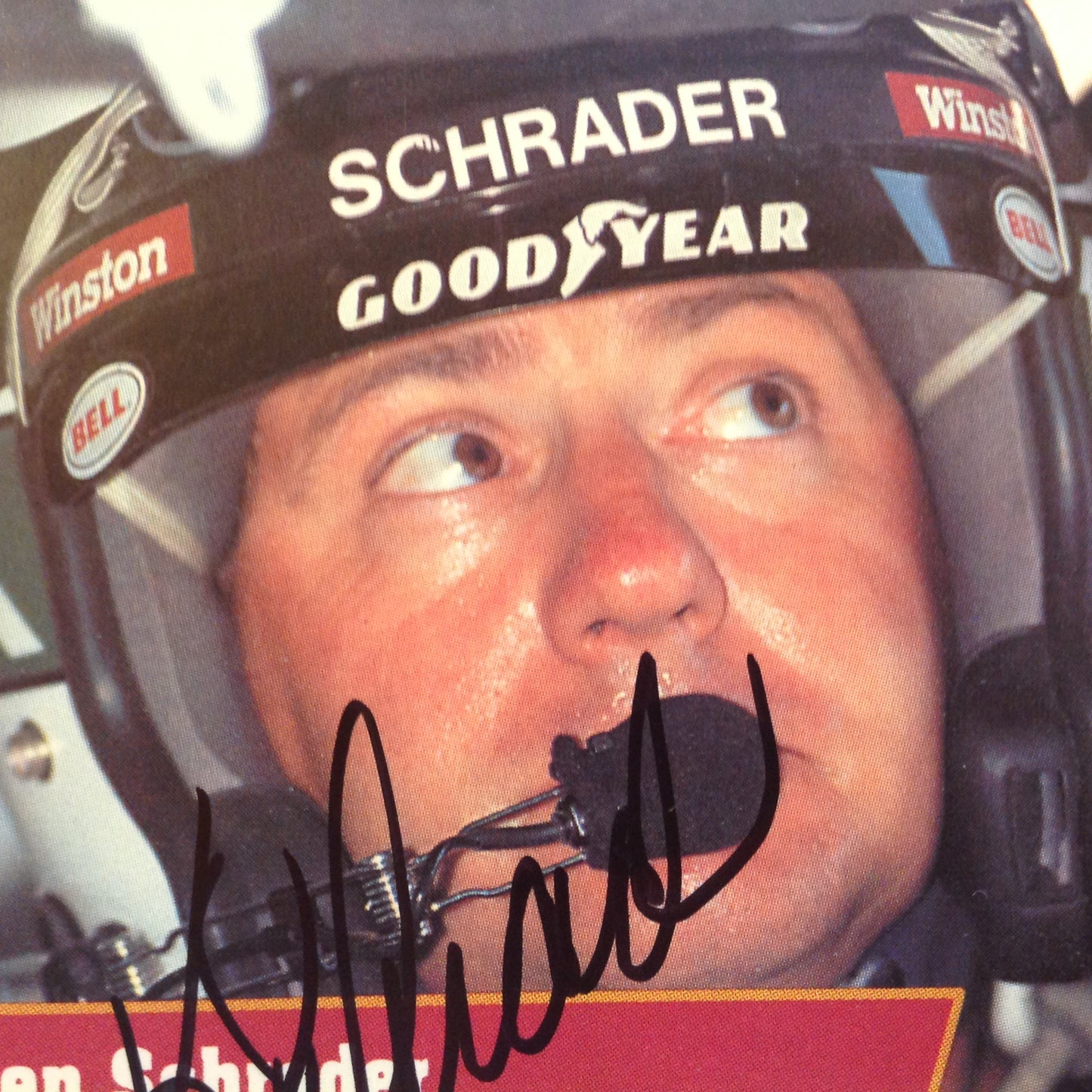 Vtg 1991 Pro Set Racing Signed Card Ken Schrader Helmet Car NASCAR Autographed