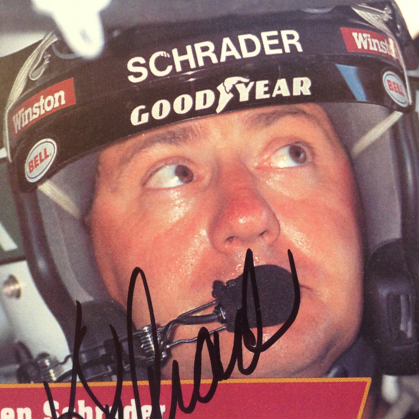 Vtg 1991 Pro Set Racing Signed Card Ken Schrader Helmet Car NASCAR Autographed