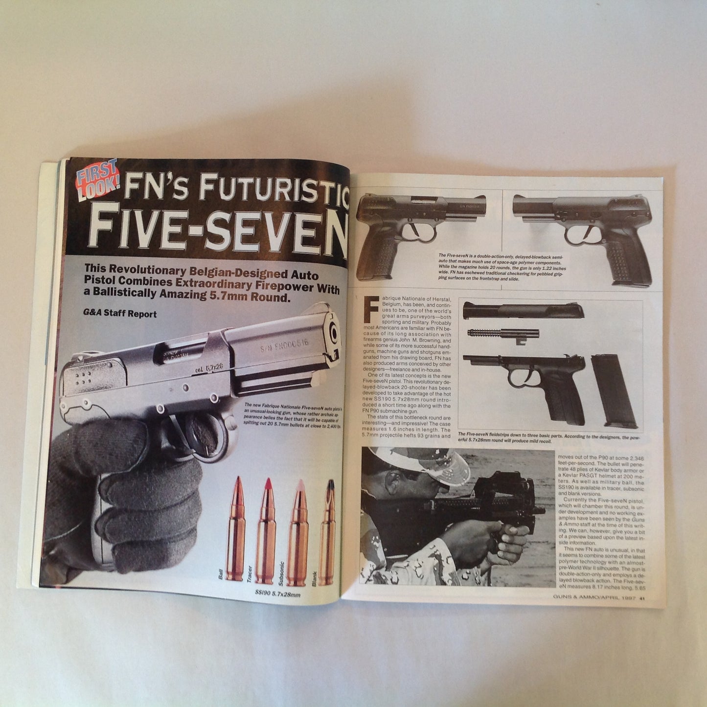 Vintage Apr 1997 Guns & Ammo Magazine Glock Mini Big Bores Steel or Aluminum Premium Bullets