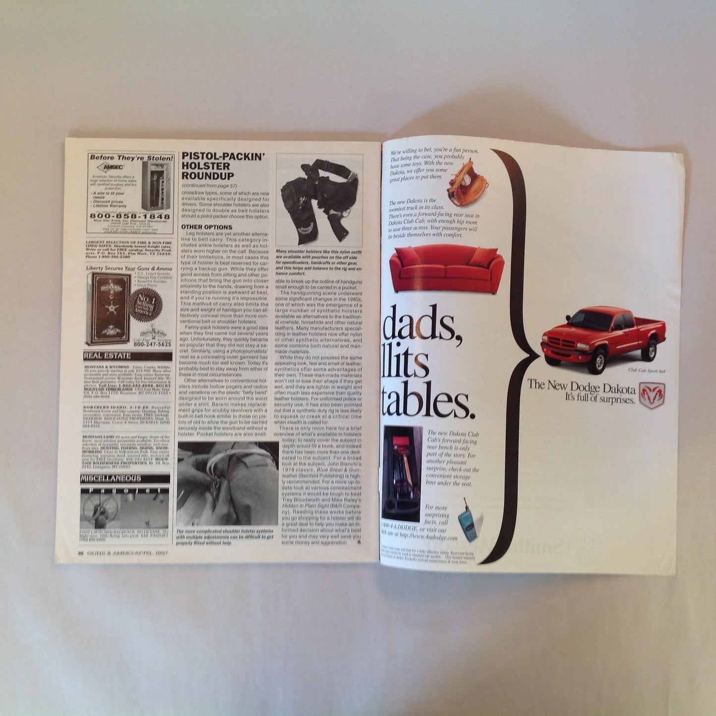 Vintage Apr 1997 Guns & Ammo Magazine Glock Mini Big Bores Steel or Aluminum Premium Bullets