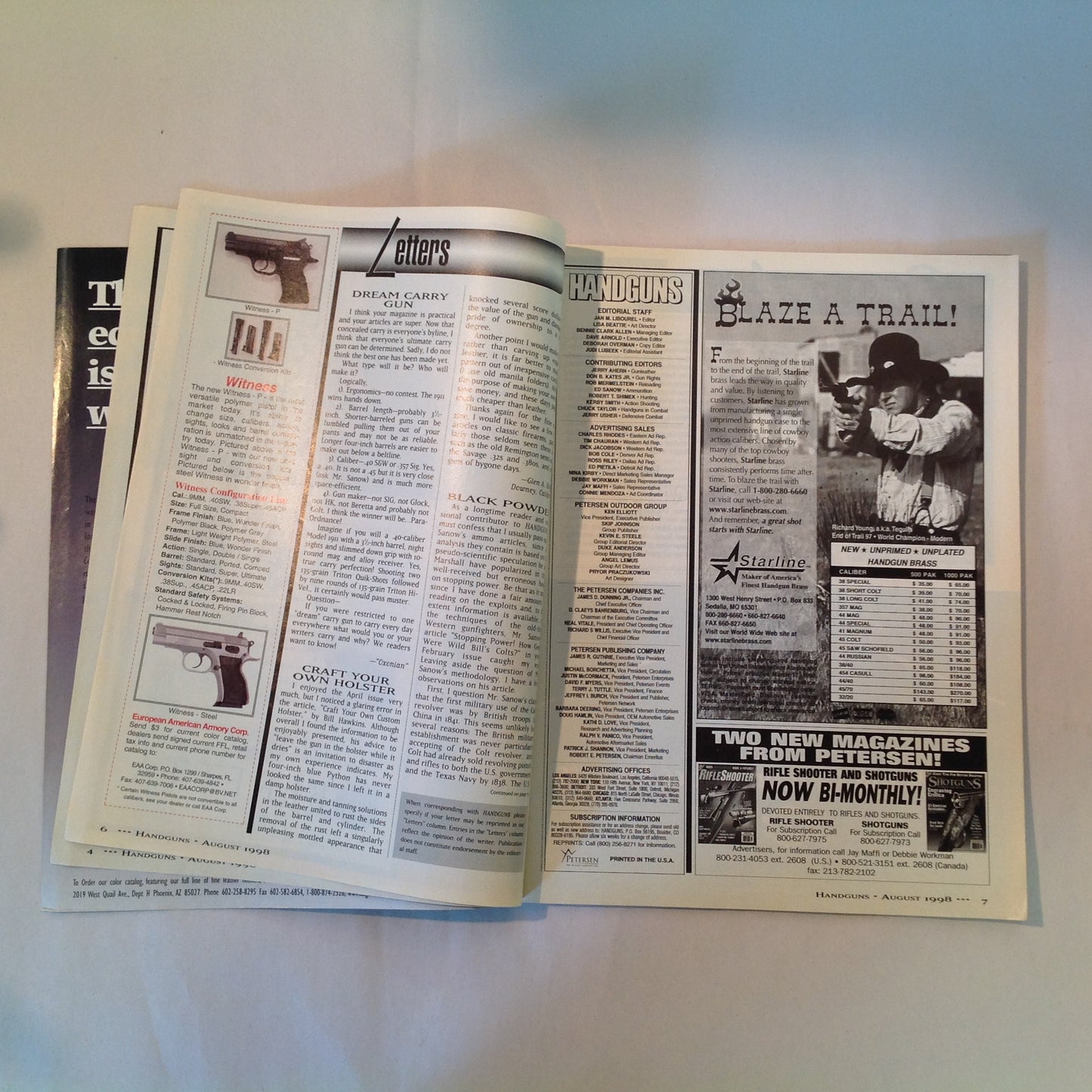 Vintage Aug 1998 Handguns Magazine Affordable Ammo .40 Stealth Combat Customized S&W 66 Stechkin