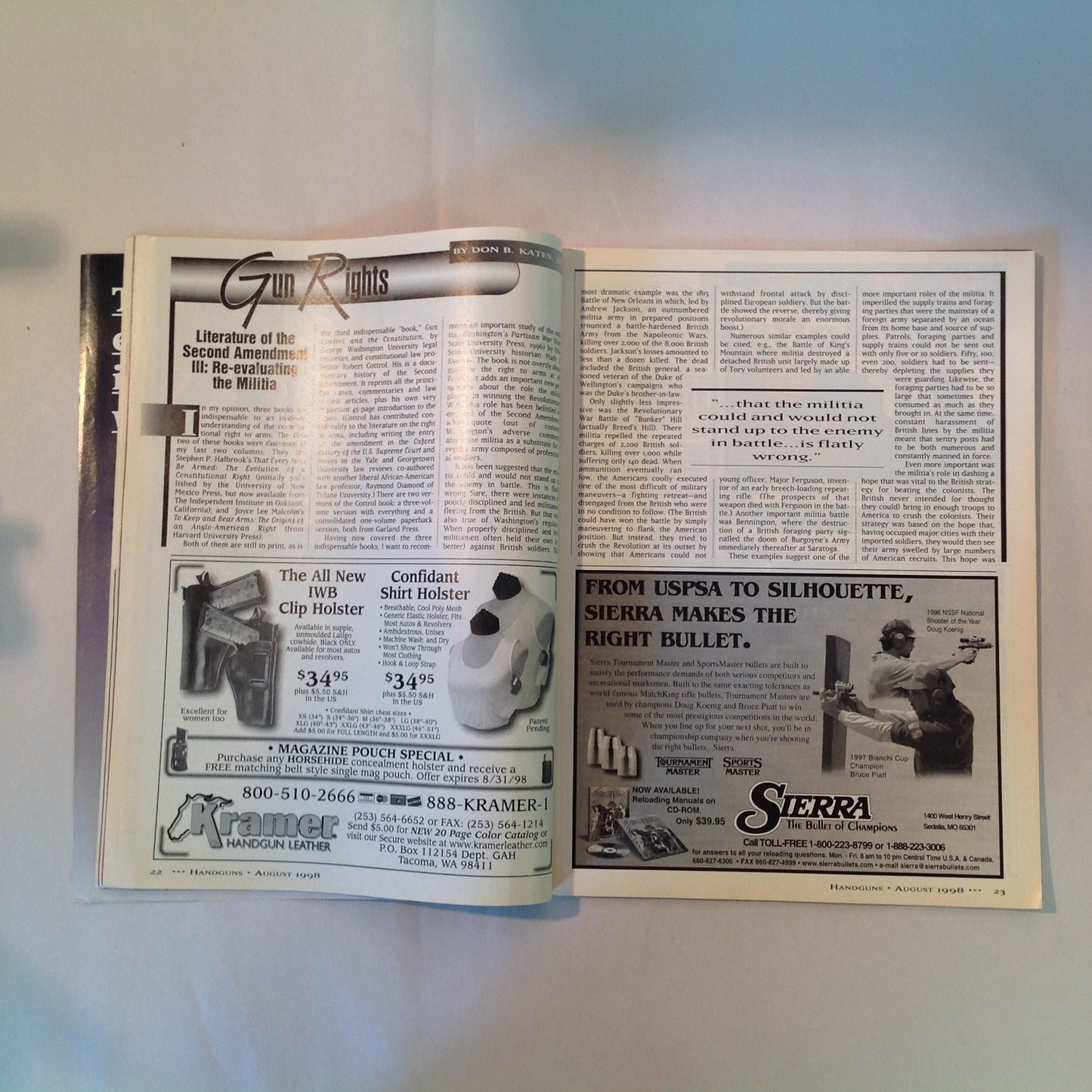 Vintage Aug 1998 Handguns Magazine Affordable Ammo .40 Stealth Combat Customized S&W 66 Stechkin