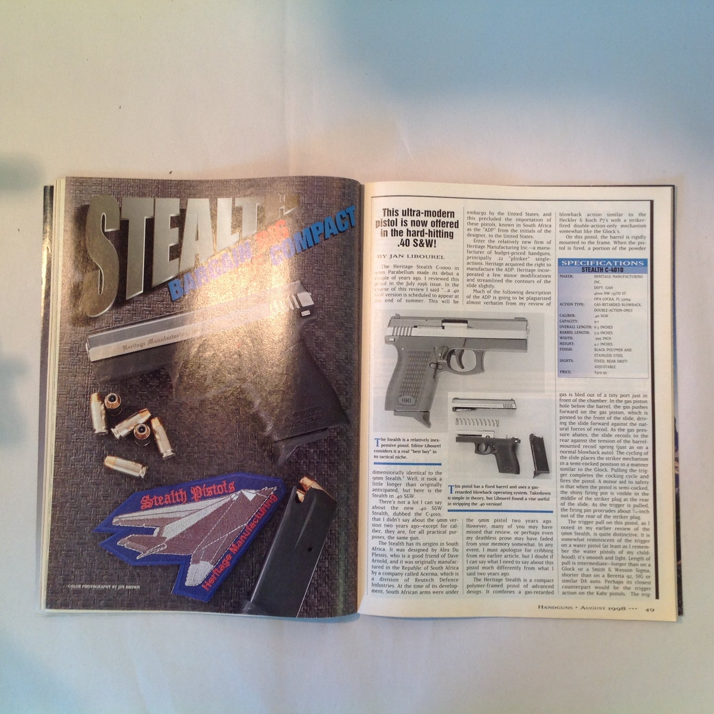 Vintage Aug 1998 Handguns Magazine Affordable Ammo .40 Stealth Combat Customized S&W 66 Stechkin