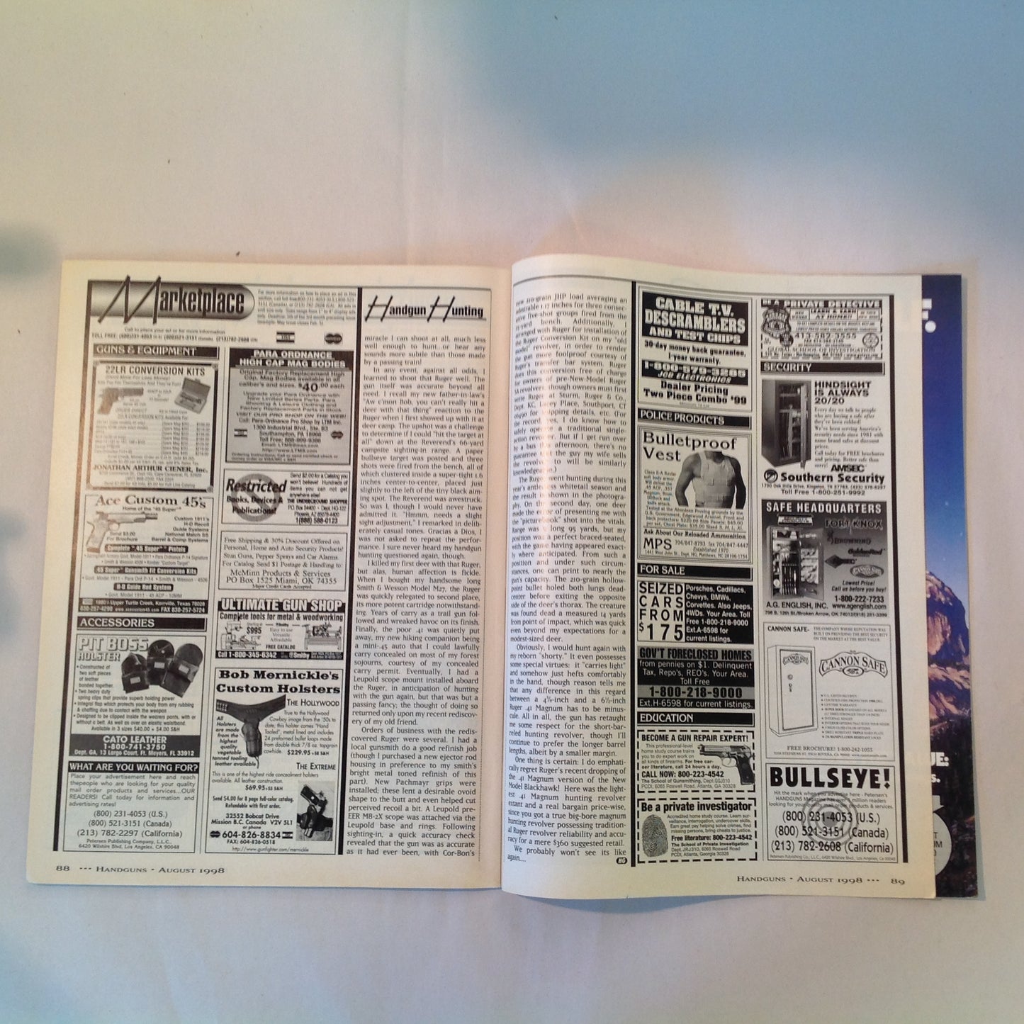 Vintage Aug 1998 Handguns Magazine Affordable Ammo .40 Stealth Combat Customized S&W 66 Stechkin
