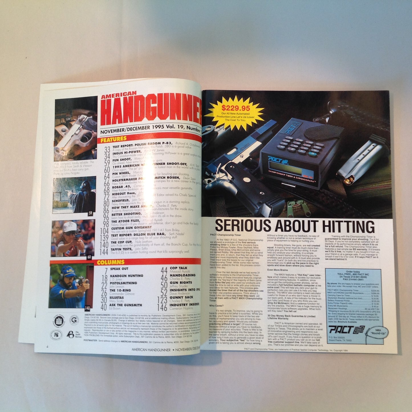 Vintage Nov/Dec 1995 American Handgunner Magazine How To Shoot Really Fast
