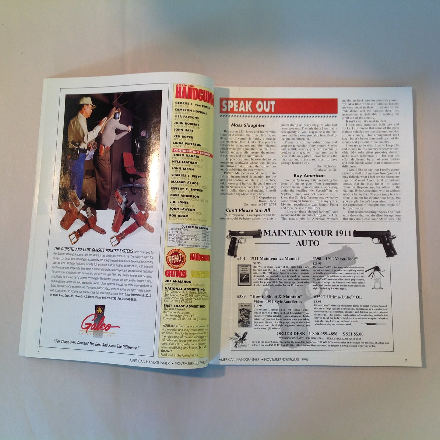Vintage Nov/Dec 1995 American Handgunner Magazine How To Shoot Really Fast