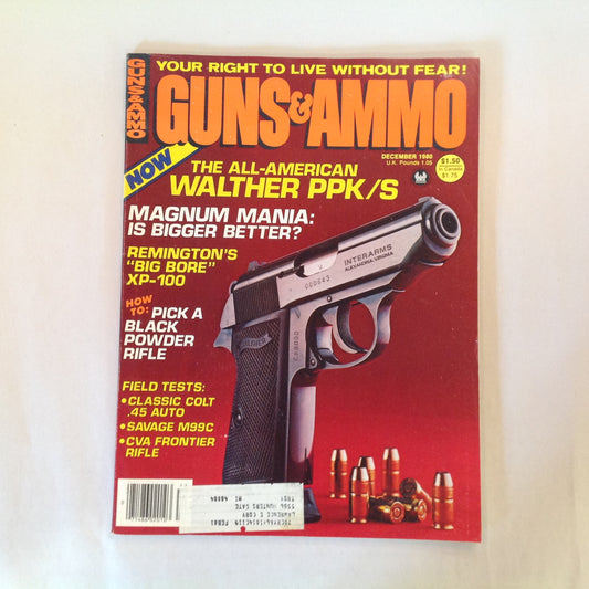Vintage Dec 1980 Guns & Ammo Magazine All-American Walther PPK/S Magnum Mania XP-100