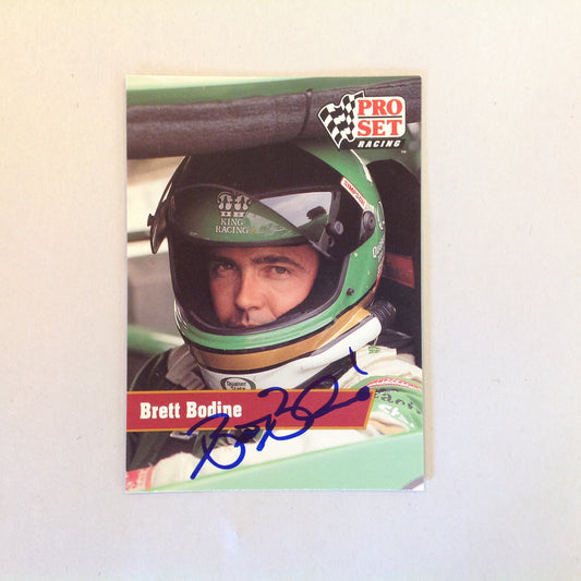 Vintage 1991 Pro Set Racing Signed Card Brett Bodine Helmet NASCAR Autographed