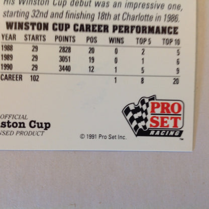 Vintage 1991 Pro Set Racing Signed Card Brett Bodine Helmet NASCAR Autographed