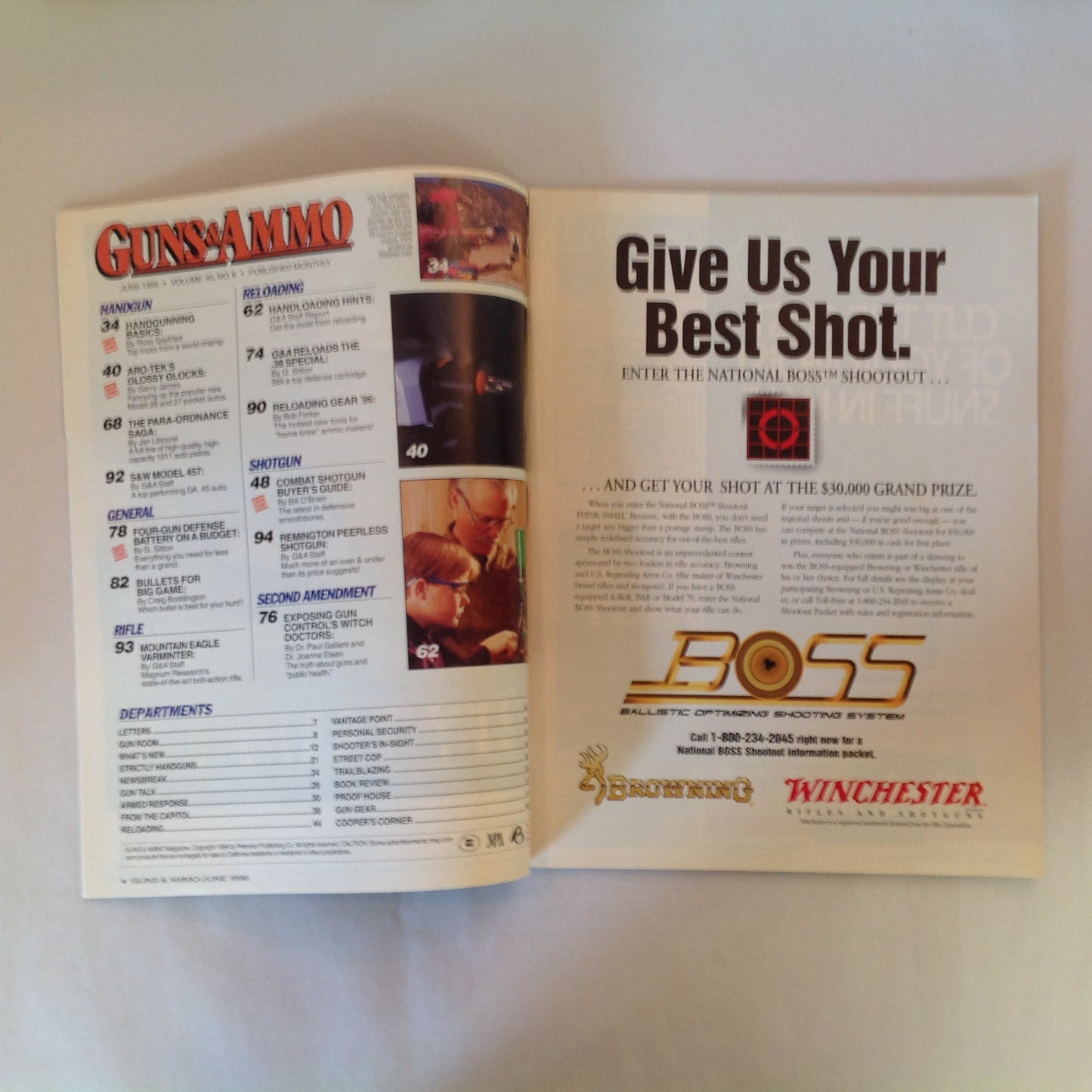 Vintage Jun 1996 Guns & Ammo Magazine New Glock Beginner's Guide to Handgunning Combat Shotgun Buyer's Guide