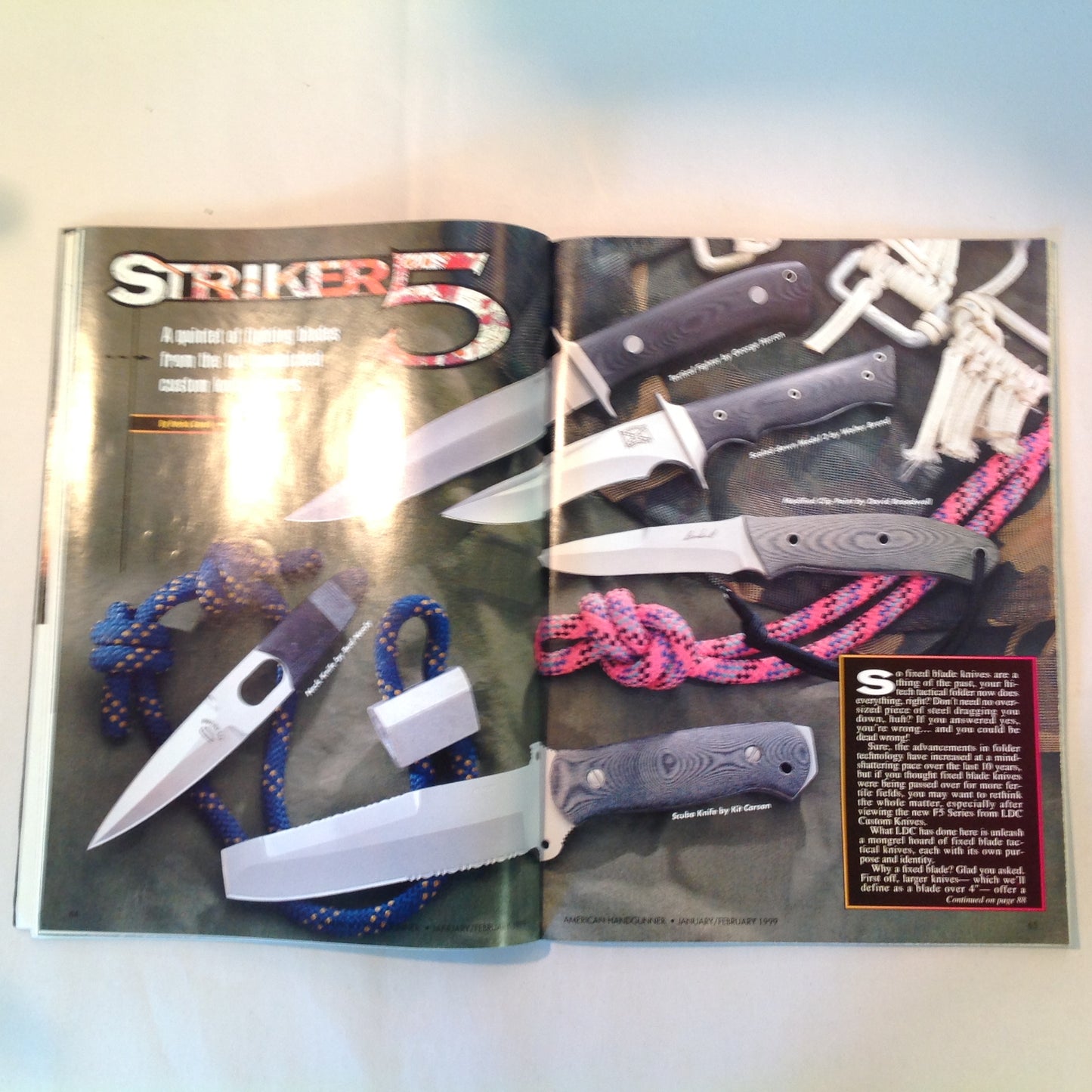 Vintage Jan/Feb 1999 American Handgunner Magazine Colt .45 Commander Top 5 Combat Knives Manstopper Ammo