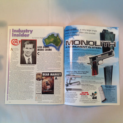 Vintage Jan/Feb 1999 American Handgunner Magazine Colt .45 Commander Top 5 Combat Knives Manstopper Ammo