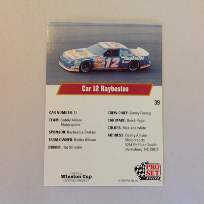 Vtg 1991 Pro Set Racing Signed Card Hut Stricklin Raybestos NASCAR Autographed