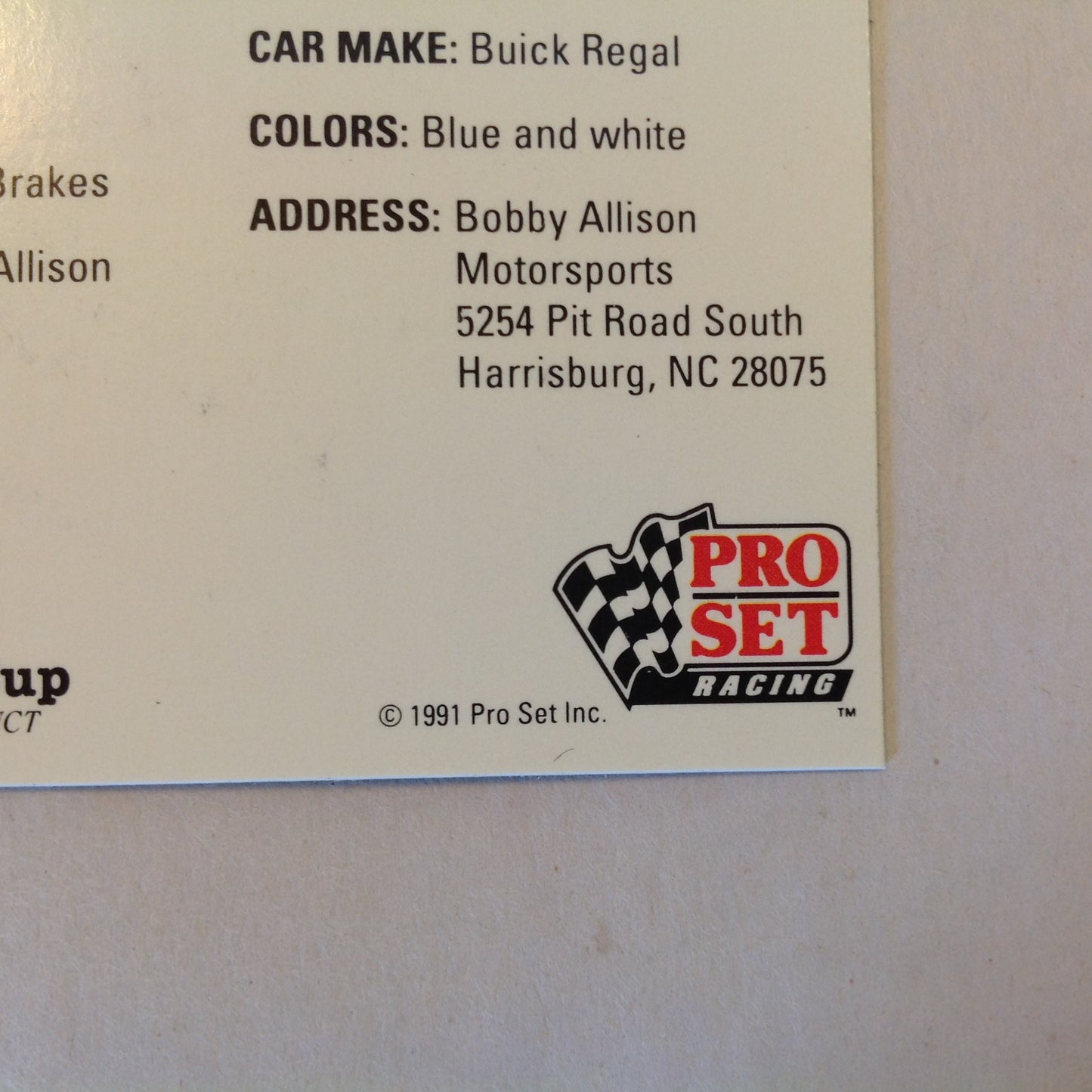 Vtg 1991 Pro Set Racing Signed Card Hut Stricklin Raybestos NASCAR Autographed